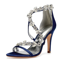 Funki Buys | Shoes | Women's Crystal Satin Crossed Strap Sandals