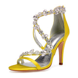 Funki Buys | Shoes | Women's Crystal Satin Cross Strap Sandals