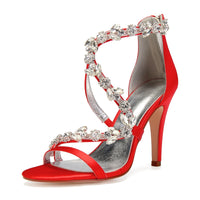 Funki Buys | Shoes | Women's Crystal Satin Crossed Strap Sandals