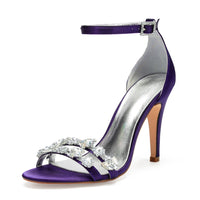 Funki Buys | Shoes | Women's High Heels Rhinestones Bridal Sandals | Satin Stilettos