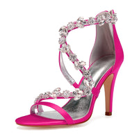 Funki Buys | Shoes | Women's Crystal Satin Crossed Strap Sandals