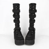 Funki Buys | Boots | Women's Gothic Platform Boots | 4 Buckle Straps