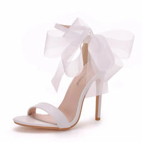 Funki Buys | Shoes | Women's Chiffon Bow Wedding Sandals | Stilettos