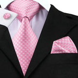 Funki Buys | Neckties | Men's 3 Pcs Silk Pink Wedding Tie Set