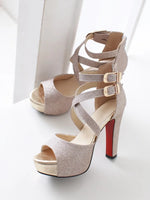 Funki Buys | Shoes | Women's Gold Glitter Platform Sandals | Chunky