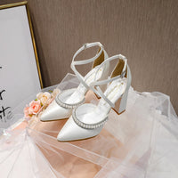Funki Buys | Shoes | Women's Pearl Rhinestone Bridal Prom Shoes