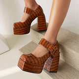 Funki Buys | Shoes | Women's Stone Pattern High-Heel Platform