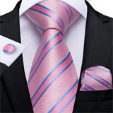 Funki Buys | Neckties | Men's 3 Pcs Silk Pink Wedding Tie Set
