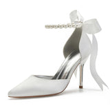 Funki Buys | Shoes | Women's Satin Pearls High Heel Wedding Shoes