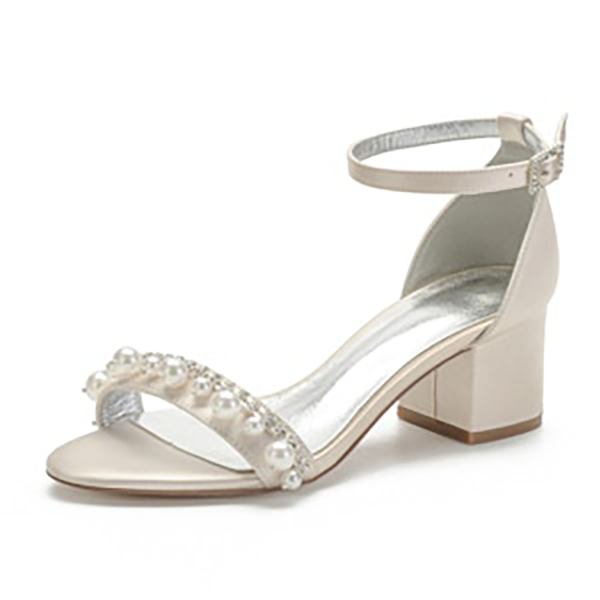 Funki Buys | Shoes | Women's Pearl Bridal Wedding Shoes | Block Heels