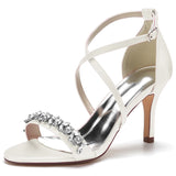 Funki Buys | Shoes | Women's Strappy Satin Bridal Sandals | Dress Shoes