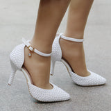 Funki Buys | Shoes | Women's White Pearl Wedding Shoes | Bridal Pumps