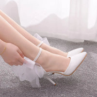 Funki Buys | Shoes | Women's Chiffon Bow Ankle Strap Stilettos | Satin