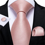 Funki Buys | Neckties | Men's 3 Pcs Silk Pink Wedding Tie Set