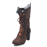 Funki Buys | Boots | Women's Lace Top Granny Boots | Lace Up Booties