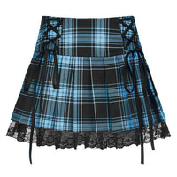 Funki Buys | Skirts | Women's Lace Gothic Mini Skirt | Plaid A Line
