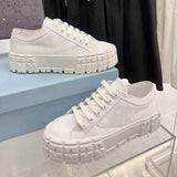 Funki Buys | Shoes | Women's Thick Heeled Canvas Sneakers