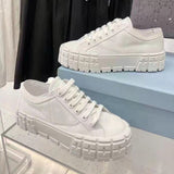 Funki Buys | Shoes | Women's Thick Heeled Canvas Sneakers