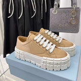 Funki Buys | Shoes | Women's Thick Heeled Canvas Sneakers