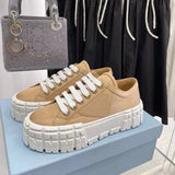Funki Buys | Shoes | Women's Thick Heeled Canvas Sneakers