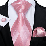 Funki Buys | Neckties | Men's 3 Pcs Silk Pink Wedding Tie Set