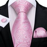 Funki Buys | Neckties | Men's 3 Pcs Silk Pink Wedding Tie Set