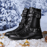 Funki Buys | Boots | Men's Split Leather Motorcycle Boot | Gothic Punk