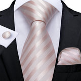Funki Buys | Neckties | Men's 3 Pcs Silk Pink Wedding Tie Set