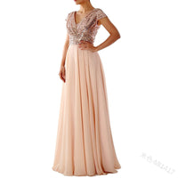 Funki Buys | Dresses | Women's Sequin Chiffon Evening Dress