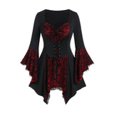 Funki Buys | Shirts | Women's Dark Gothic Skull Shirt | Lace Ruffle