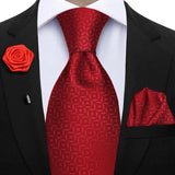 Funki Buys | Neckties | Mens 3Pcs Tie Set Tie Hanky Corsage