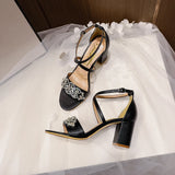 Funki Buys | Shoes | Women's Rhinestone Bridal Sandals | Chunky Heel