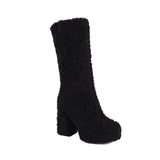 Funki Buys | Boots | Women's Fuzzy Faux Wool Mid-Calf Platform Boots