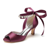 Funki Buys | Shoes | Women's Satin Ribbon Low Heel Wedding Shoes