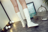 Funki Buys | Boots | Women's Canvas Knee High Lace Up Boots