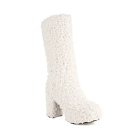 Funki Buys | Boots | Women's Fuzzy Faux Wool Mid-Calf Platform Boots