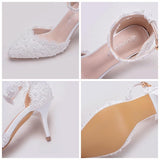 Funki Buys | Shoes | Women's White Lace Rhinestone Wedding Shoes