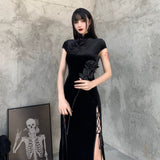 Funki Buys | Dresses | Women's Long Gothic Velvet Spilt Dress