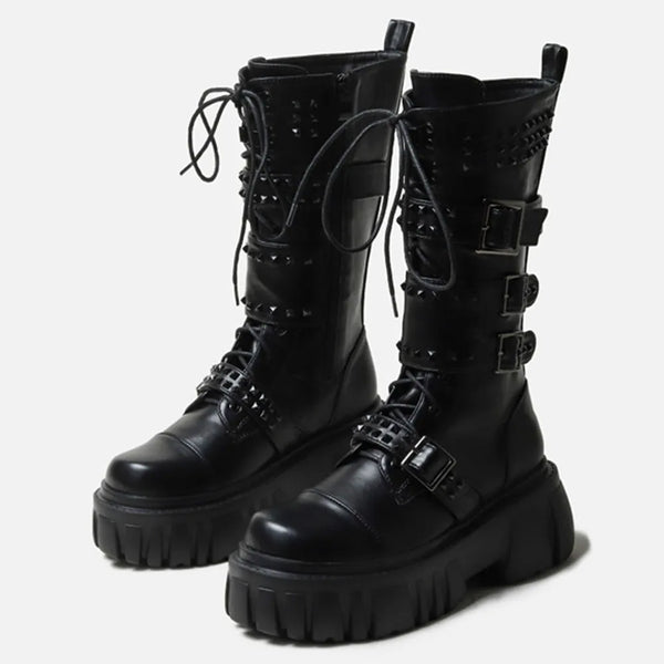 Funki Buys | Boots | Women's Punk Gothic Rivit Platform Boots