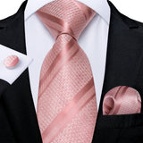 Funki Buys | Neckties | Men's 3 Pcs Silk Pink Wedding Tie Set
