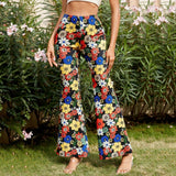 Funki Buys | Pants | Women's Funky Floral Boho Flared Trousers