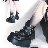 Funki Buys | Boots | Women's Gothic Combat Boots | Platform Wedges