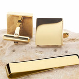 Funki Buys | Cufflinks | Men's Square Round Cufflinks Tie Clips Set