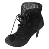 Funki Buys | Boots | Women's Lace Mesh Peep Toe Booties | Thin Heels