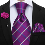 Funki Buys | Neckties | Mens 3Pcs Tie Set Tie Hanky Corsage