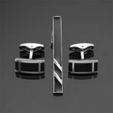 Funki Buys | Cufflinks | Men's Black Enamel Cufflinks Tie Clip Set