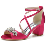 Funki Buys | Shoes | Women's Block Heel Wedding Sandal | Satin Shoes