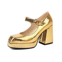 Funki Buys | Shoes | Women's Glossy Patent Leather Mary Jane Platforms