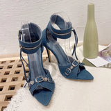 Funki Buys | Shoes | Women's Zipper Ankle Strap Stiletto Sandals