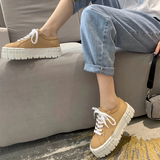 Funki Buys | Shoes | Women's Thick Heeled Canvas Sneakers